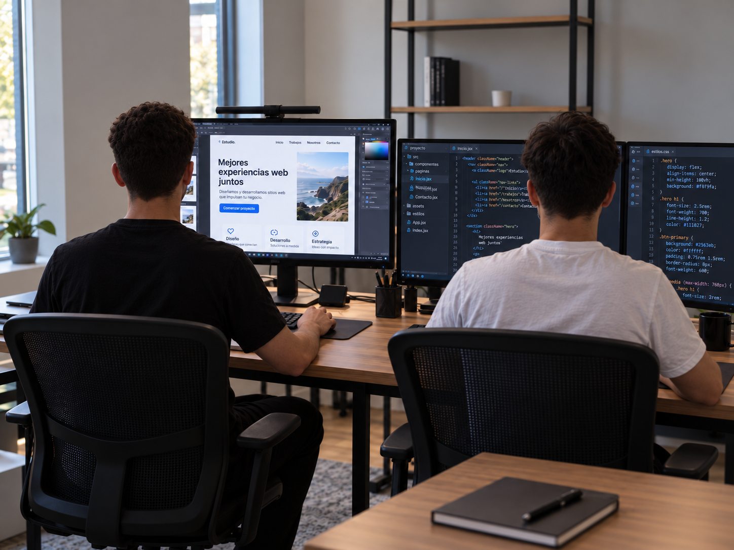 Dos diseñadores trabajando en un estudio